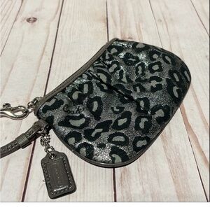 Coach Animal Print Clutch Wristlet Gray Black